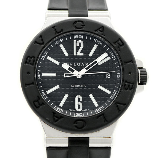 Internally inspected BVLGARI Diagono DG40SV Date Black SS Stainless Steel Genuine Belt Genuine Buckle Men's Automatic Winding [6 Month Warranty] [Watch] [Used]