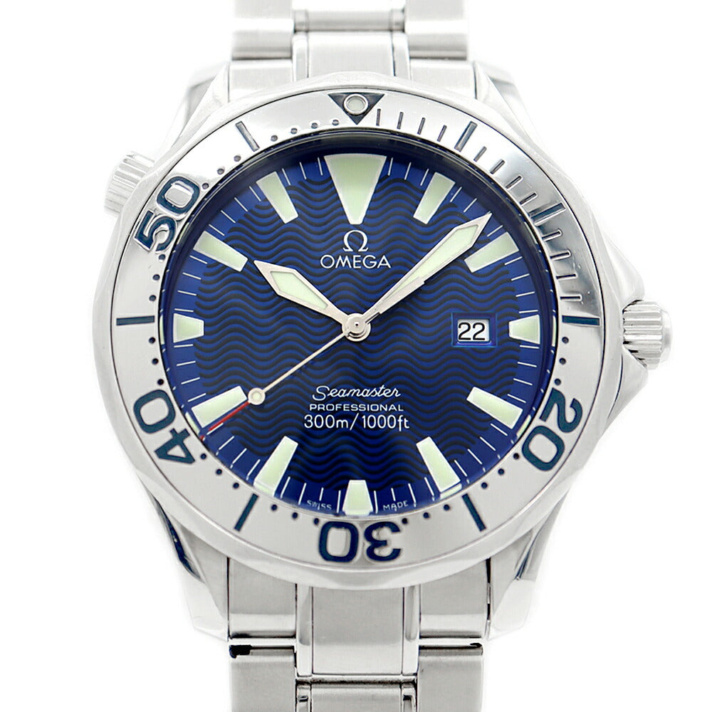 電池交換済 OMEGA オメガ シーマスター プロフェッショナル 300 2265.80 デイト 300m防水 青 ブルーギョーシェ SS ステンレス メンズ クォーツ【6ヶ月保証】【腕時計】【中古】