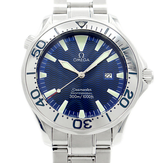 電池交換済 OMEGA オメガ シーマスター プロフェッショナル 300 2265.80 デイト 300m防水 青 ブルーギョーシェ SS ステンレス メンズ クォーツ【6ヶ月保証】【腕時計】【中古】