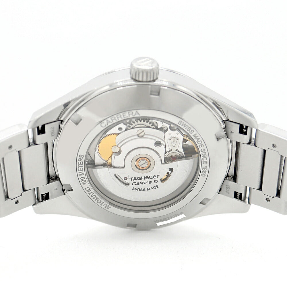 内部点検済 TAG Heuer タグホイヤー カレラ キャリバー5 WAR211B BA0782 100m防水 デイト 裏スケ シルバー SS ステンレス メンズ 自動巻き【6ヶ月保証】【腕時計】【中古】