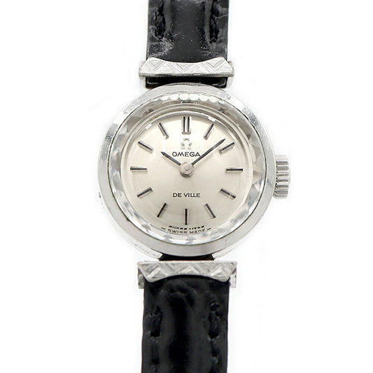 OMEGA DeVille cut glass 511.286 Cal.485 17 stones silver SS stainless steel ladies manual winding antique vintage DeVille [watch] [used]