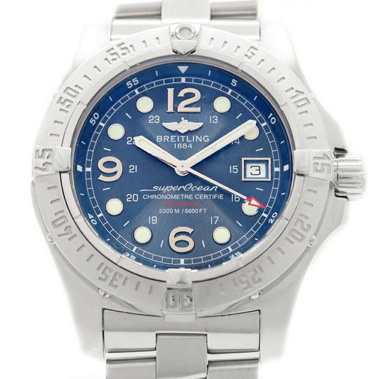 Internally inspected BREITLING Super Ocean Steelfish A17390 Date 2000m Water Resistant Blue SS Stainless Steel Men's Automatic Winding [6 Month Warranty] [Watch] [Used]