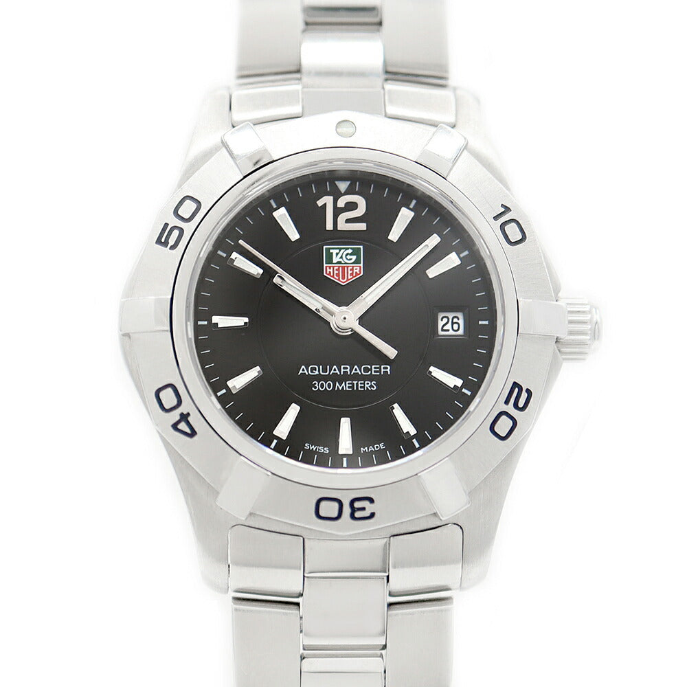 電池交換済 TAG Heuer タグホイヤー アクアレーサー WAF1410 BA0812 デイト 300m防水 黒 ブラック SS ステンレス レディース クォーツ【6ヶ月保証】【腕時計】【中古】
