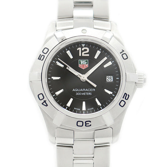 電池交換済 TAG Heuer タグホイヤー アクアレーサー WAF1410 BA0812 デイト 300m防水 黒 ブラック SS ステンレス レディース クォーツ【6ヶ月保証】【腕時計】【中古】