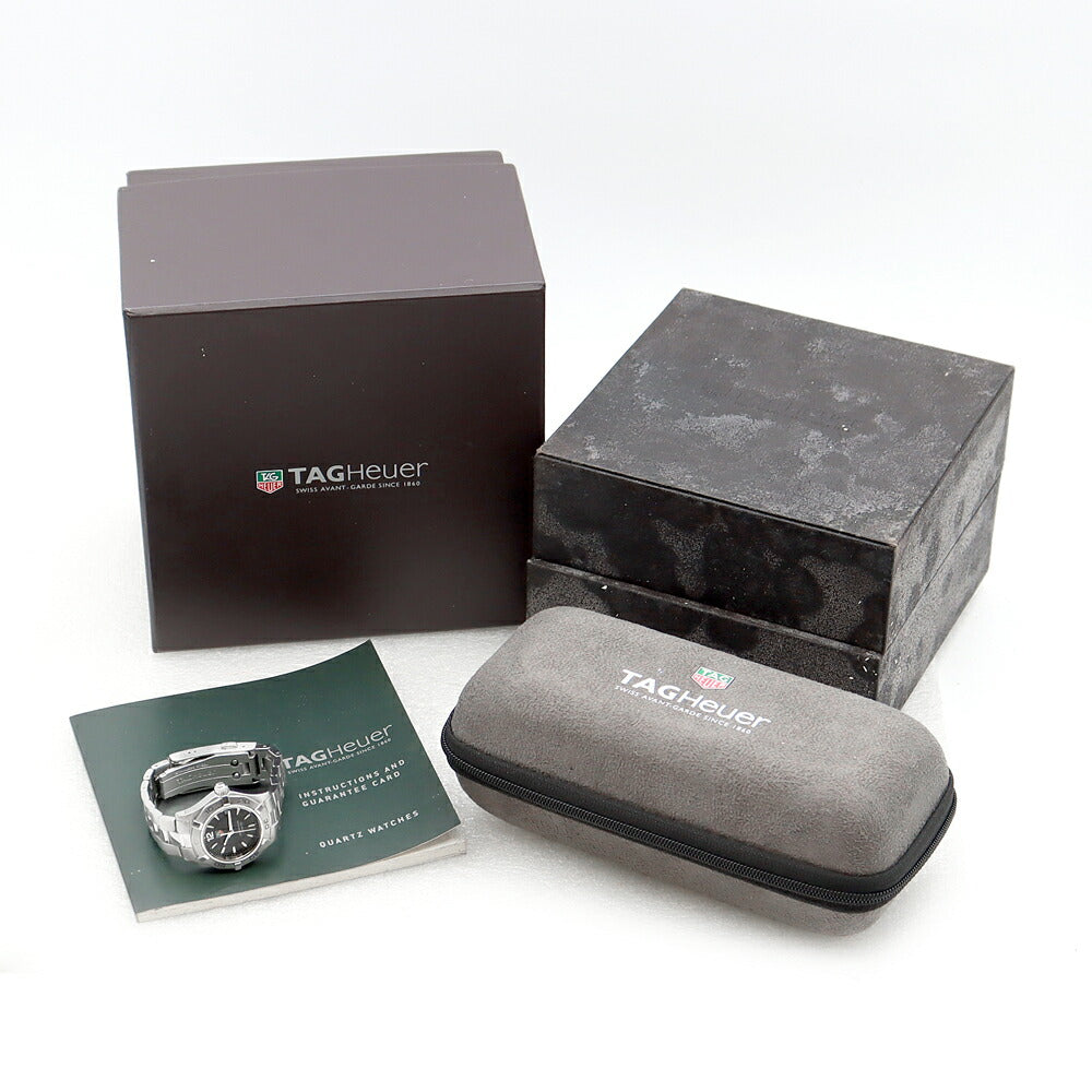 電池交換済 TAG Heuer タグホイヤー アクアレーサー WAF1410 BA0812 デイト 300m防水 黒 ブラック SS ステンレス レディース クォーツ【6ヶ月保証】【腕時計】【中古】