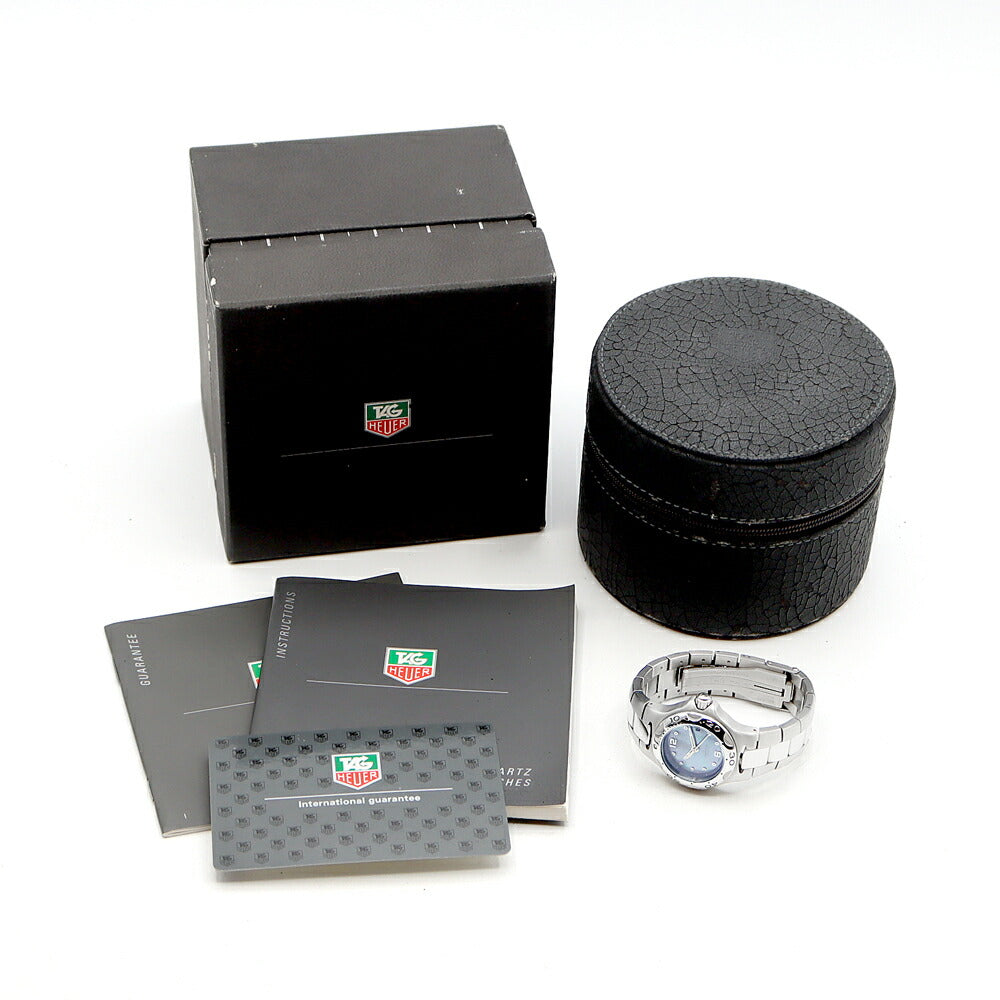 電池交換済 TAG Heuer タグホイヤー キリウム WL131H 200m防水 デイト 青 ブルー シェル SS ステンレス レディース クォーツ【6ヶ月保証】【腕時計】【中古】