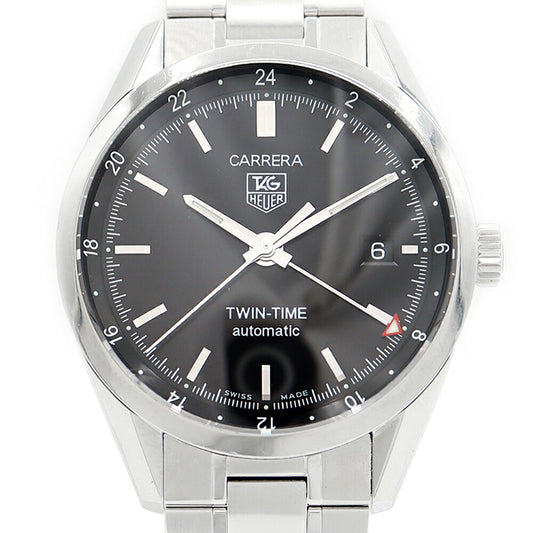 TAG Heuer Tag Heuer Carrera Caliber 7 Twin Time WV2115 50m Waterproof Back Sketch Date Black SS Stainless Steel Men's Automatic Winding [6 Month Warranty] [Watch] [Used]