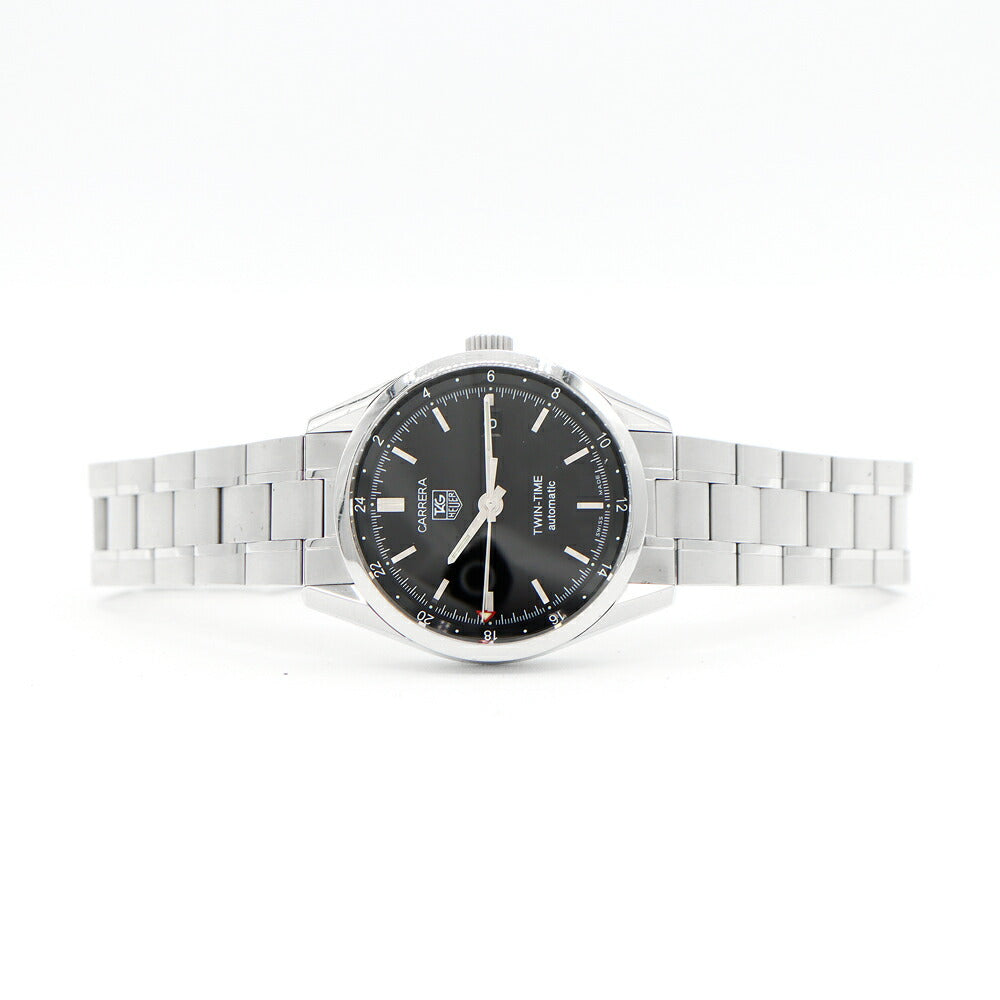 TAG Heuer タグホイヤー カレラ キャリバー7 ツインタイム WV2115 50m防水 裏スケ デイト 黒 ブラック SS ステンレス メンズ 自動巻き【6ヶ月保証】【腕時計】【中古】