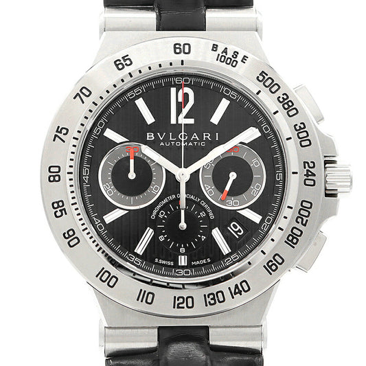 BVLGARI ブルガリ ディアゴノ プロフェッショナル クロノグラフ DP42SCH デイト 黒 ブラック SS ステンレス 純正ベルト 純正尾錠 メンズ 自動巻き【6ヶ月保証】 【腕時計】【中古】