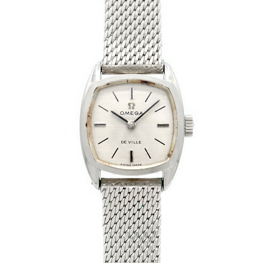 OMEGA DeVille Cal. Stone. Silver SS Stainless Steel Ladies Manual Winding DeVille Antique Vintage [Watch] [Used]