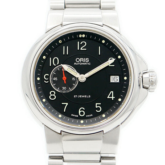 ORIS 7496 Date Small Second Back Sketch Black SS Stainless Steel Men's Automatic Winding [6 Month Warranty] [Watch] [Used]