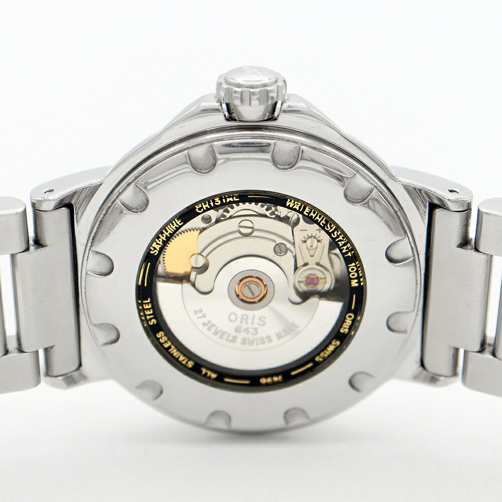 ORIS オリス 7496 デイト スモールセコンド 裏スケ 黒 ブラック SS ステンレス メンズ 自動巻き【6ヶ月保証】【腕時計】【中古】
