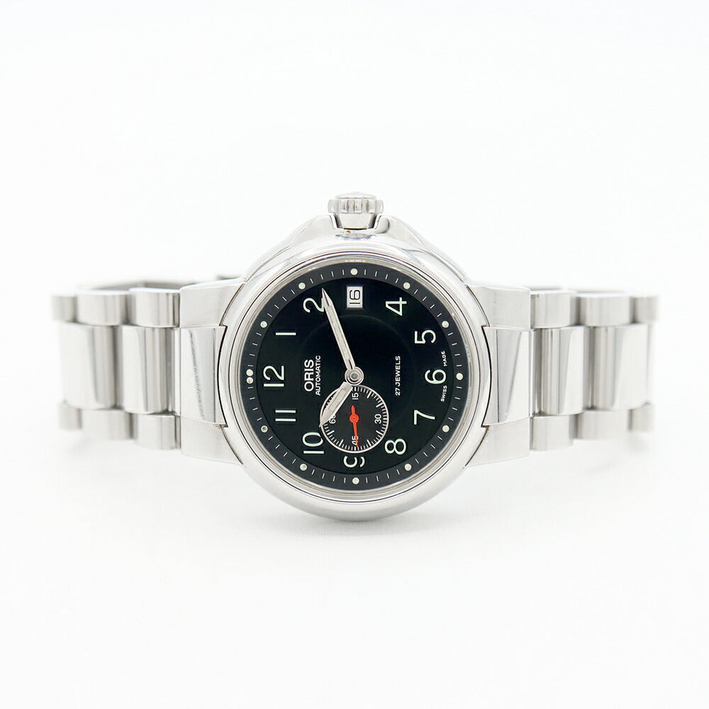ORIS オリス 7496 デイト スモールセコンド 裏スケ 黒 ブラック SS ステンレス メンズ 自動巻き【6ヶ月保証】【腕時計】【中古】