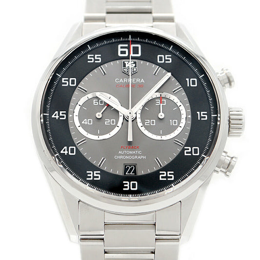 TAG Heuer タグホイヤー カレラ キャリバー36 クロノグラフ フライバック CAR2B10 BA0799 デイト 裏スケ 100m防水 黒 ブラック グレー SS ステンレス メンズ 自動巻き【6ヶ月保証】【腕時計】【中古】
