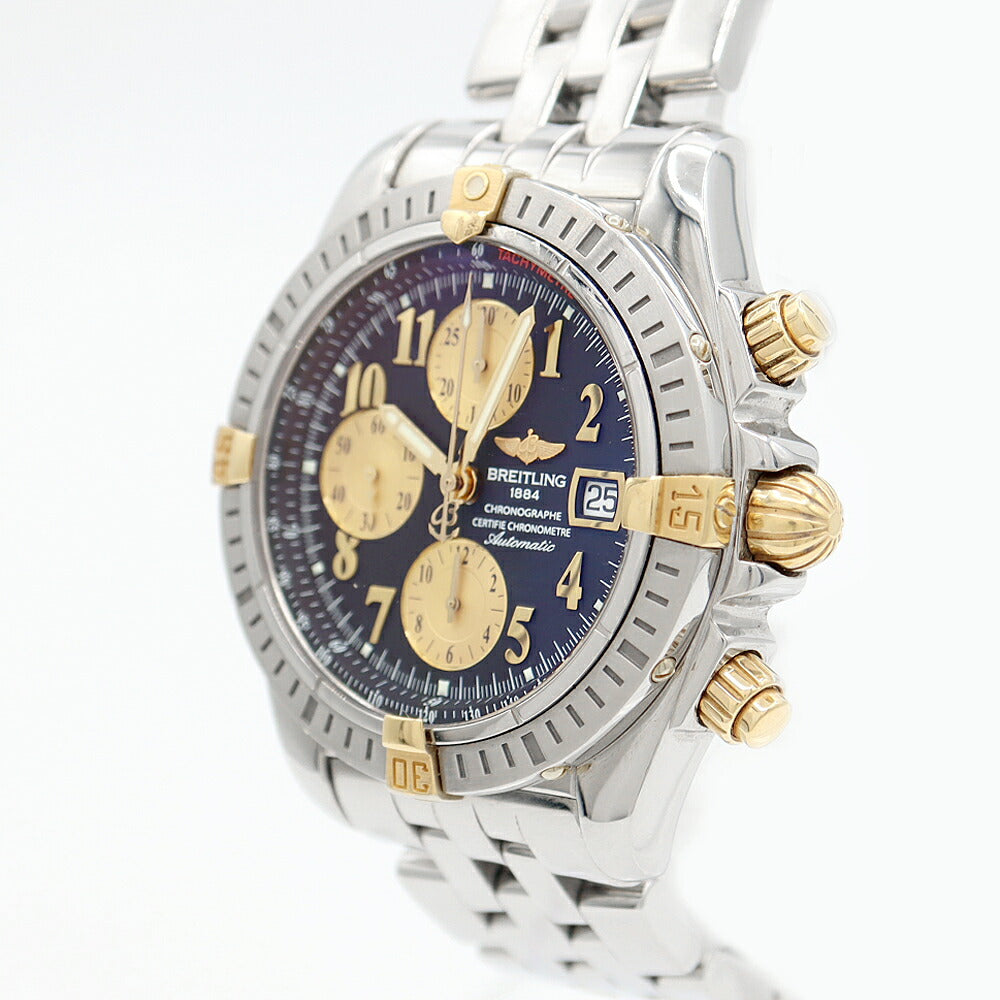 BREITLING ブライトリング クロノマット エボリューション B13356 クロノグラフ デイト 300m防水 黒 ブラック YG イエローゴールド SS ステンレス コンビ メンズ 自動巻き【6ヶ月保証】【腕時計】【中古】