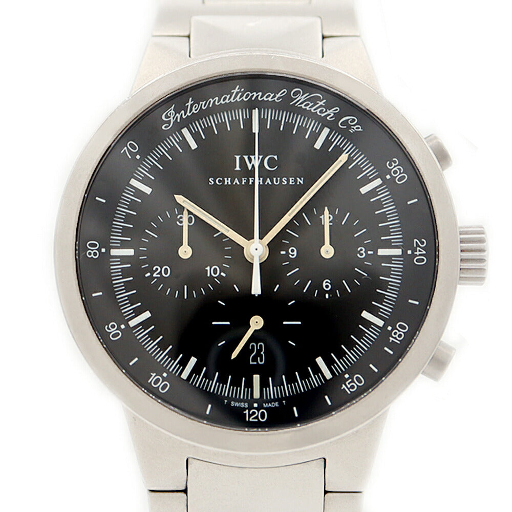 電池交換済 IWC インターナショナルウォッチカンパニー GST クロノグラフ セミメカニカル IW372701 デイト スモールセコンド 黒 ブラック TI チタン メンズ クォーツ 【6ヶ月保証】【腕時計】【中古】