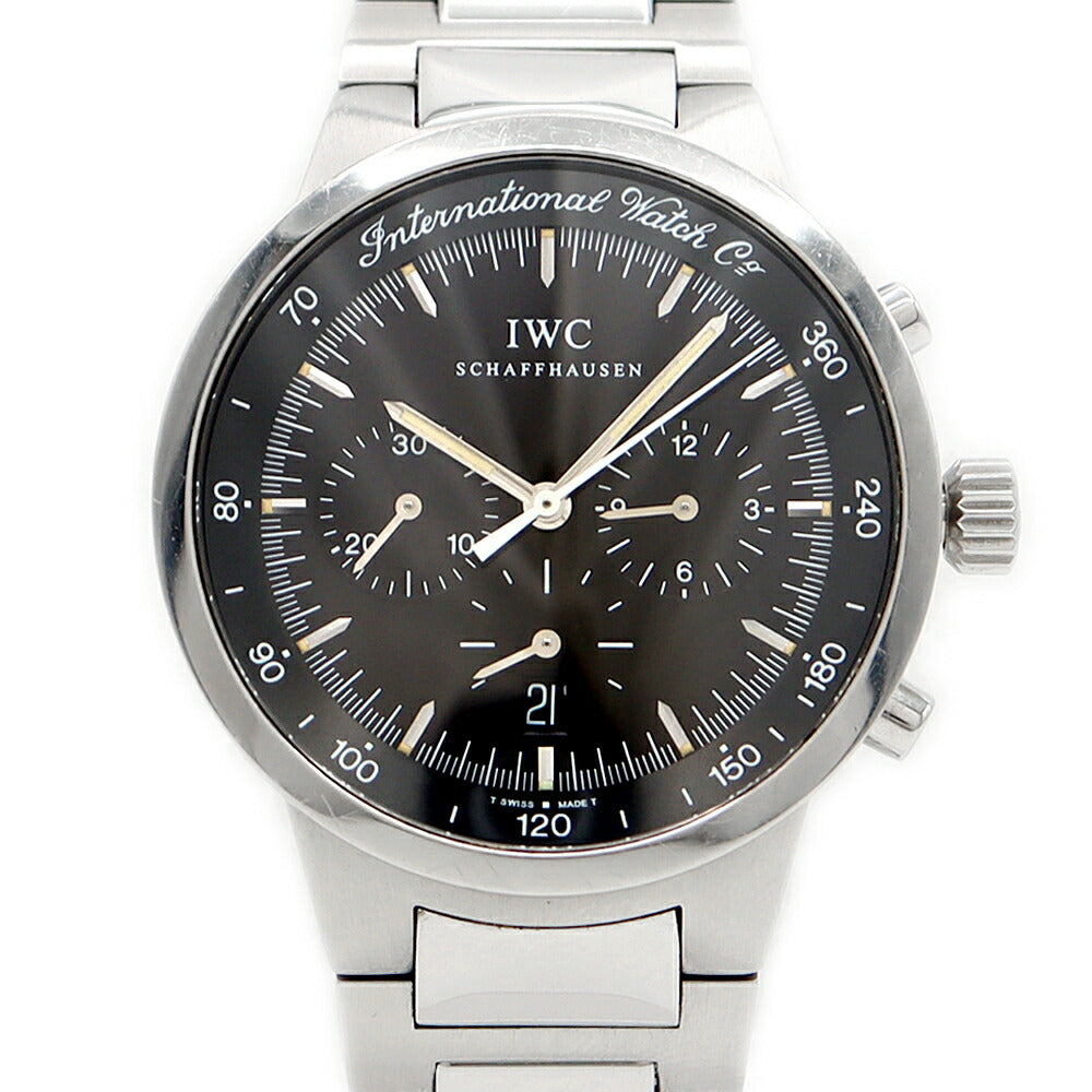 電池交換済 IWC インターナショナルウォッチカンパニー GST クロノグラフ IW372702 デイト 120m防水 スモールセコンド 黒 ブラック SS ステンレス メンズ クォーツ 【6ヶ月保証】【腕時計】【中古】