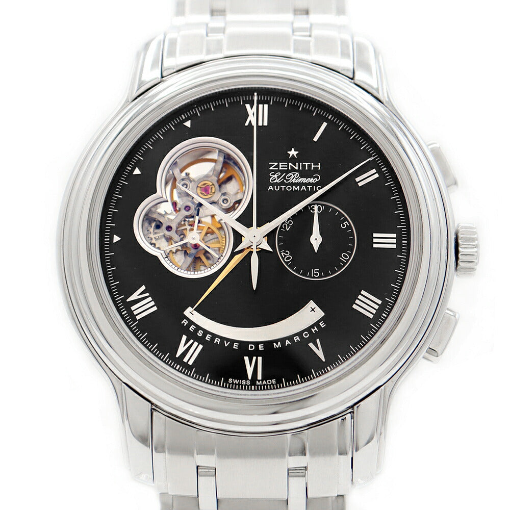 ZENITH ゼニス エルプリメロ クロノマスター XXTオープン クロノグラフ 03.1260.4021 スモールセコンド パワーリザーブ 黒 ブラック SS ステンレス メンズ 自動巻き【6ヶ月保証】【腕時計】【中古】