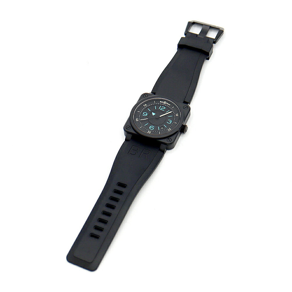 内部点検済 BELL＆ROSS ベル＆ロス バイコンパス 世界999本限定 BR03-92 デイト 100m防水 黒 ブラック CE セラミック 純正ベルト 純正尾錠 メンズ 自動巻き【6ヶ月保証】【腕時計】【中古】
