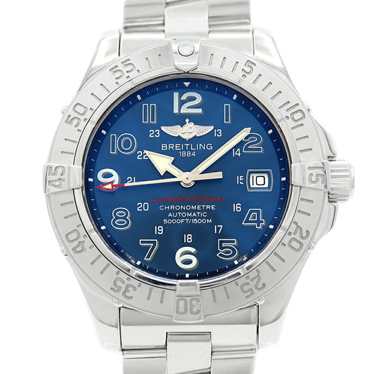 BREITLING ブライトリング スーパーオーシャン A17360 デイト 1500m防水 青 ブルー SS ステンレス メンズ 自動巻き【6ヶ月保証】【腕時計】【中古】