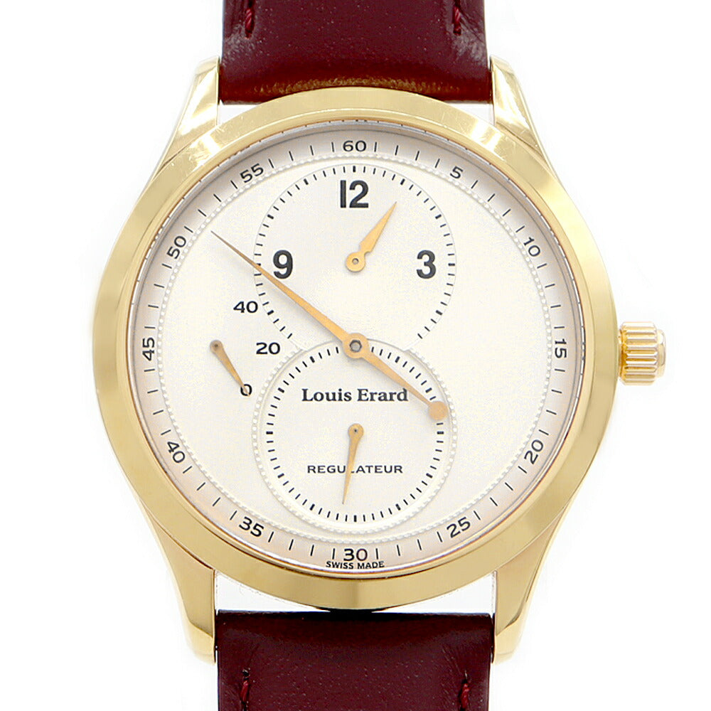 Internally inspected Louis Erard Excellence Regulator Back Skelton Silver Gold SS Stainless Steel Genuine Buckle Men's Manual Winding [6 Month Warranty] [Watch] [Used]
