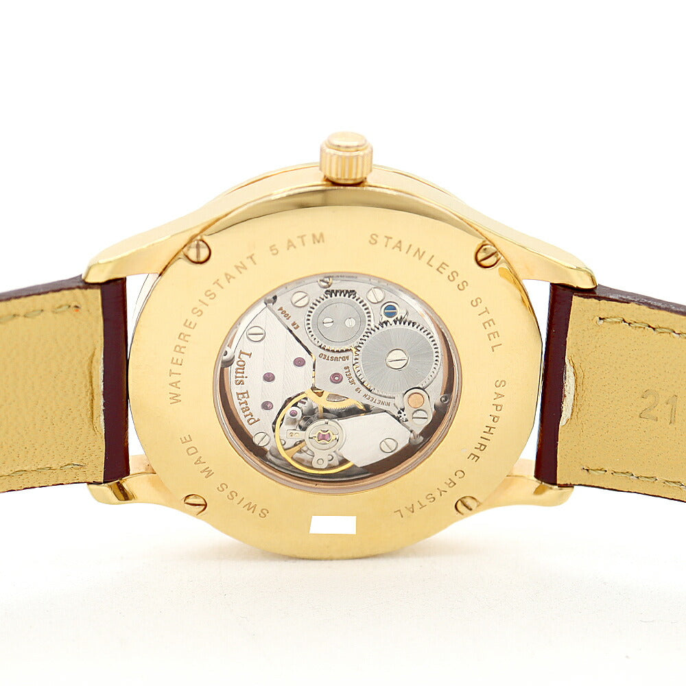 Internally inspected Louis Erard Excellence Regulator Back Skelton Silver Gold SS Stainless Steel Genuine Buckle Men's Manual Winding [6 Month Warranty] [Watch] [Used]