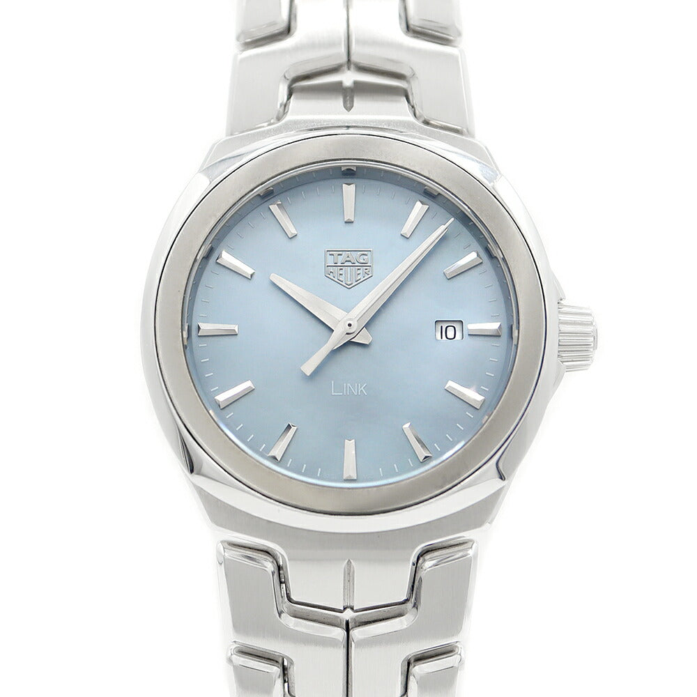 電池交換済 TAG Heuer タグホイヤー リンク WBC1311-1 デイト 100m防水 青 ブルーシェル SS ステンレス レディース クォーツ【6ヶ月保証】【腕時計】【中古】