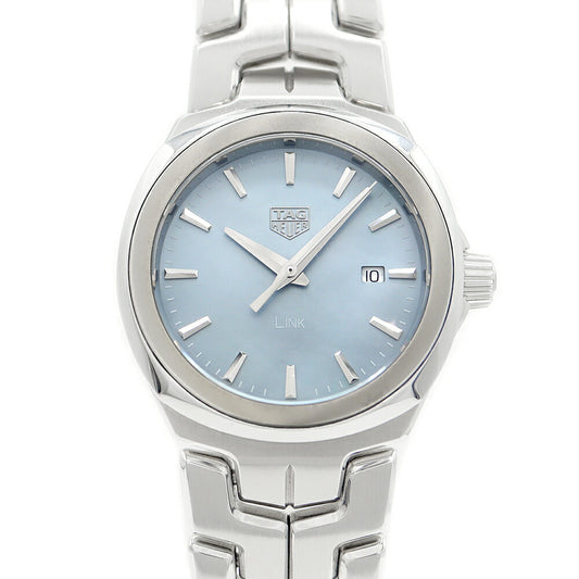 電池交換済 TAG Heuer タグホイヤー リンク WBC1311-1 デイト 100m防水 青 ブルーシェル SS ステンレス レディース クォーツ【6ヶ月保証】【腕時計】【中古】