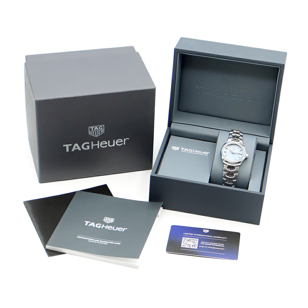 電池交換済 TAG Heuer タグホイヤー リンク WBC1311-1 デイト 100m防水 青 ブルーシェル SS ステンレス レディース クォーツ【6ヶ月保証】【腕時計】【中古】