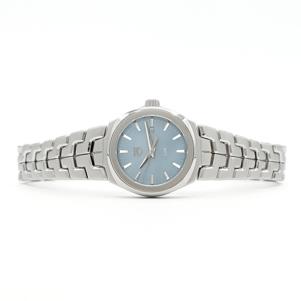 電池交換済 TAG Heuer タグホイヤー リンク WBC1311-1 デイト 100m防水 青 ブルーシェル SS ステンレス レディース クォーツ【6ヶ月保証】【腕時計】【中古】