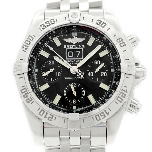 内部点検済 BREITLING ブライトリング クロノマット ブラックバード A44359 クロノグラフ ビッグデイト 300m防水 黒 ブラック SS ステンレス メンズ 自動巻き【6ヶ月保証】【腕時計】【中古】