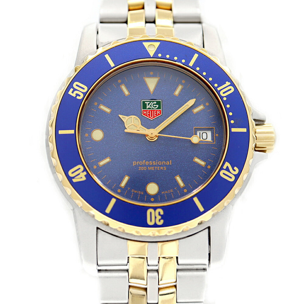 電池交換済 TAG Heuer タグホイヤー プロフェッショナル 200 WD1223-G-20 200m防水 デイト 青 ブルー SS ステンレス YGP イエローゴールド コンビ メンズ クォーツ【6ヶ月保証】【腕時計】【中古】