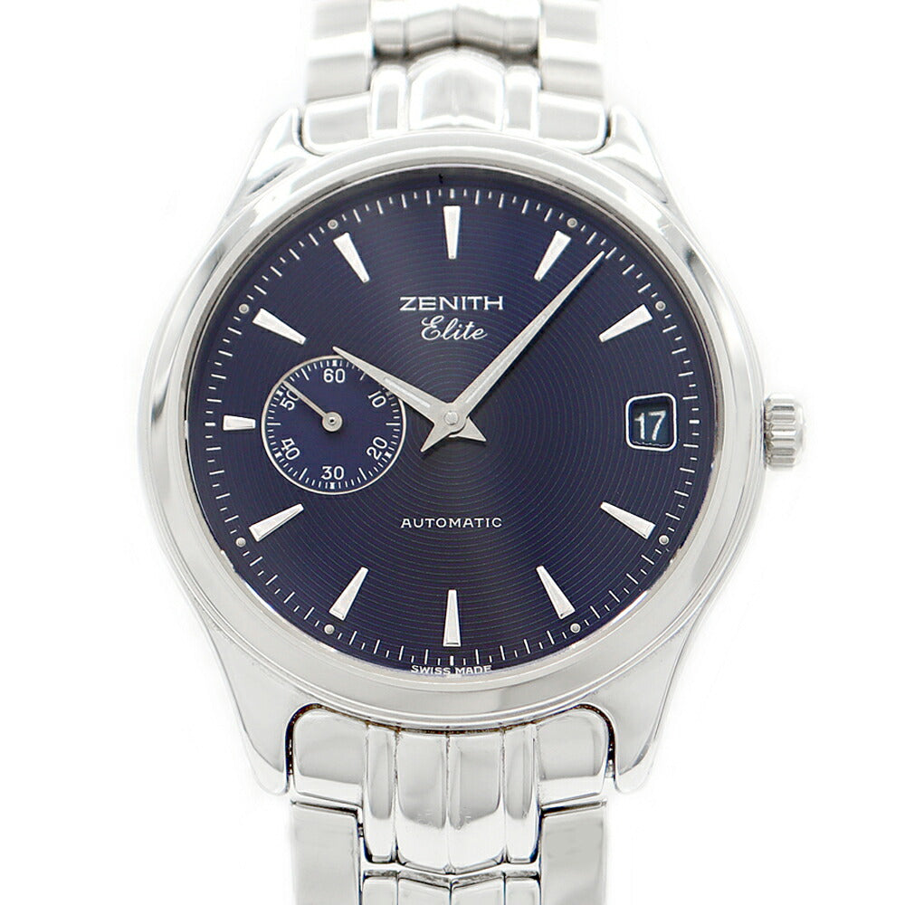 ZENITH ゼニス クラス エリート 90/02 0040 680 デイト スモールセコンド 青 ブルー SS ステンレス メンズ 自動巻き【6ヶ月保証】【腕時計】【中古】