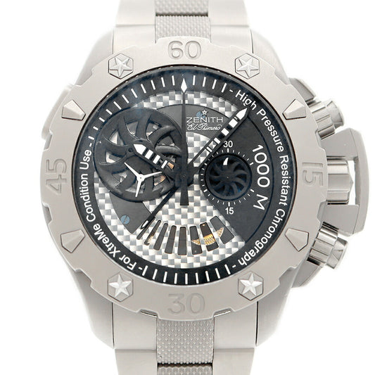 ZENITH Defy Extreme Open Stealth El Primero Limited to 100 pieces worldwide Chronograph 95.0527.4021 1000m waterproof Black Silver TI Titanium Men's Automatic winding [6 months warranty] [Watch] [Used]