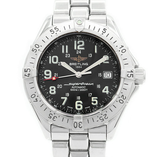 Internally inspected BREITLING Super Ocean A17340 Date 100m waterproof black SS stainless steel men's automatic winding [6 months warranty] [watch] [used]