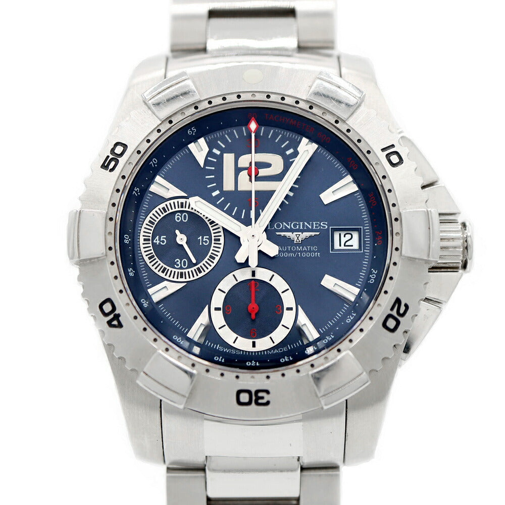 LONGINES ロンジン ハイドロコンクエスト クロノグラフ L3.651.4 デイト 300m防水 青 ブルー SS ステンレス メンズ 自動巻き 【6ヶ月保証】【腕時計】【中古】