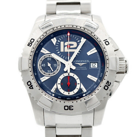 LONGINES ロンジン ハイドロコンクエスト クロノグラフ L3.651.4 デイト 300m防水 青 ブルー SS ステンレス メンズ 自動巻き 【6ヶ月保証】【腕時計】【中古】