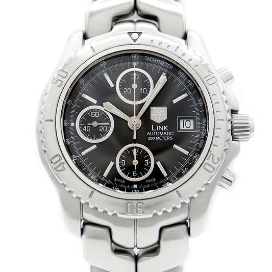 TAG Heuer Link Chronograph CT2111 Date 200m Water Resistant Small Second Black SS Stainless Steel Men's Automatic Winding [6 Month Warranty] [Watch] [Used]