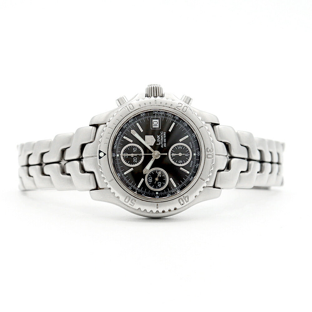 TAG Heuer タグホイヤー リンク クロノグラフ CT2111 デイト 200m防水 スモールセコンド 黒 ブラック SS ステンレス メンズ 自動巻き【6ヶ月保証】【腕時計】【中古】