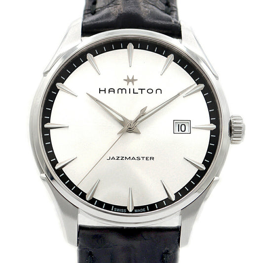 HAMILTON ハミルトン ジャズマスター ジェント H32451751 デイト 50m防水 シルバー SS ステンレス 純正ベルト 純正尾錠 メンズ クォーツ【6ヶ月保証】【腕時計】【中古】