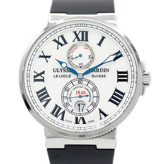 ULYSSE NARDIN Ulysse Nardin Maxi Marine Chronometer 263 67 Date Power Reserve 200m Water Resistant White SS Stainless Steel Genuine Belt Genuine Buckle Men's Automatic Winding [6 Month Warranty] [Watch] [Used]