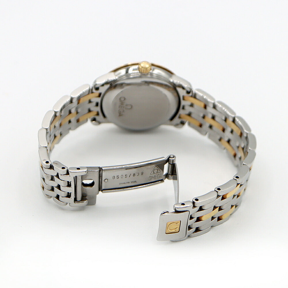 OMEGA Omega DeVille Diamond Bezel 4395.95 Diamond 15P Diamond Date White White Shell SS Stainless Steel K18YG Yellow Gold Combi Ladies Automatic Winding DeVille [6 Month Warranty] [Watch] [Used]