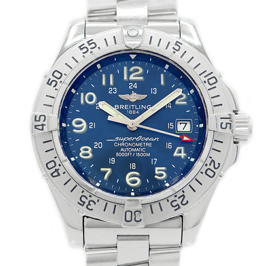 Internally inspected BREITLING Super Ocean A17360 Date 1500m Water Resistant Blue SS Stainless Steel Men's Automatic Winding [6 Month Warranty] [Watch] [Used]