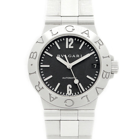 BVLGARI ブルガリ ディアゴノ スポーツ LCV29S デイト 黒 ブラック SS ステンレス レディース 自動巻き【6ヶ月保証】【腕時計】【中古】