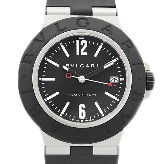 BVLGARI ブルガリ アルミニウム BB40AT デイト 黒 ブラック アルミニウム 純正ラバーベルト 純正尾錠 メンズ 自動巻き【6ヶ月保証】【腕時計】【中古】