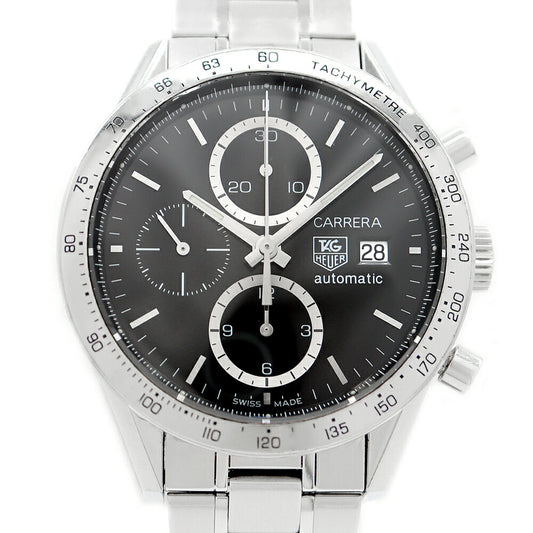 Internally inspected TAG Heuer Carrera Caliber 16 Chronograph CV2016 BA0786 Date 100m Water Resistant Back Slot Tachymeter Black SS Stainless Steel Men's Automatic Winding [6 Month Warranty] [Watch] [Used]