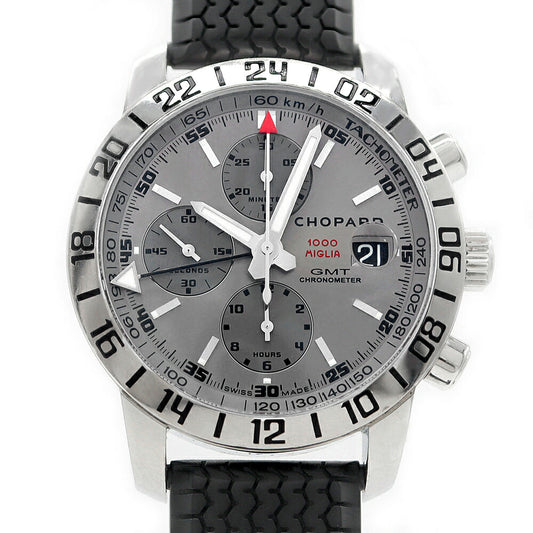 Internally inspected Chopard Mille Miglia GMT Chronograph 16/8992 3022 50m Water Resistant Date Gray SS Stainless Steel Genuine Rubber Belt Genuine Buckle Men's Automatic Winding [6 Month Warranty] [Watch] [Used]