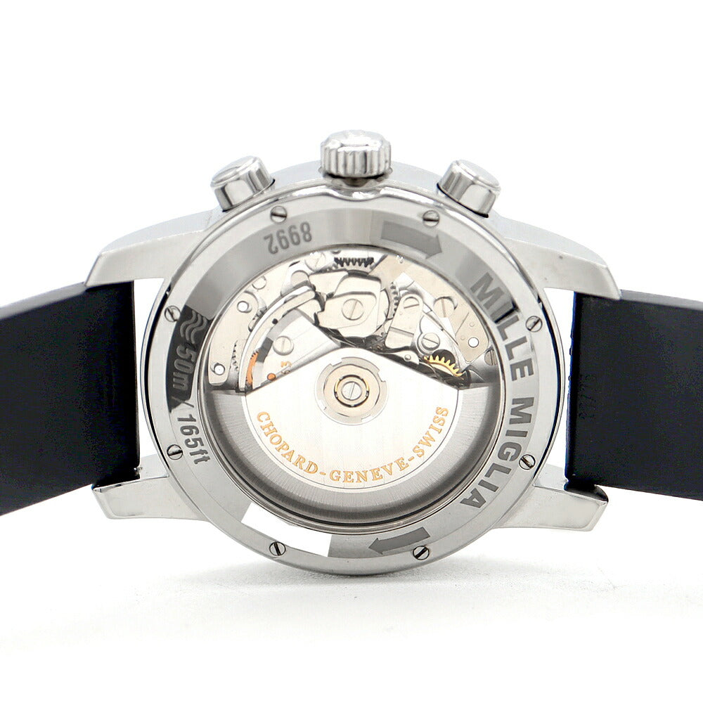 内部点検済 Chopard ショパール ミッレミリア GMT クロノグラフ 16/8992 3022 50m防水 デイト グレー SS ステンレス 純正ラバーベルト 純正尾錠 メンズ 自動巻き【6ヶ月保証】【腕時計】【中古】