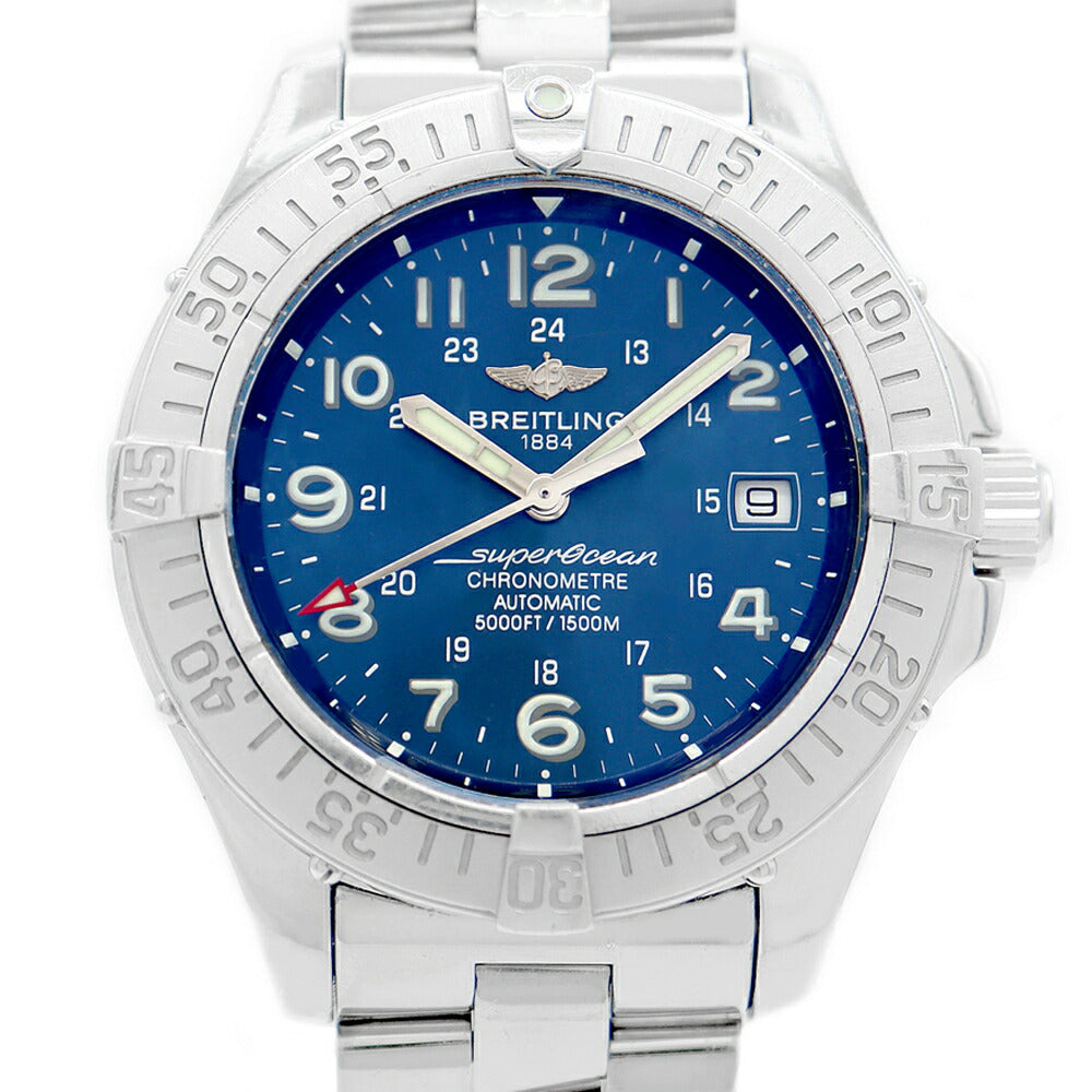 BREITLING ブライトリング スーパーオーシャン A17360 デイト 1500m防水 青 ブルー SS ステンレス メンズ 自動巻き【6ヶ月保証】【腕時計】【中古】