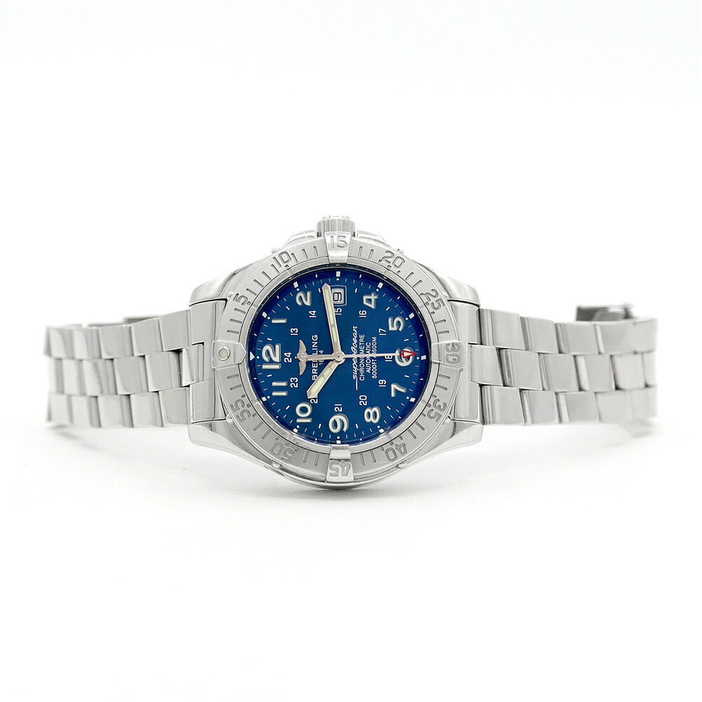 BREITLING ブライトリング スーパーオーシャン A17360 デイト 1500m防水 青 ブルー SS ステンレス メンズ 自動巻き【6ヶ月保証】【腕時計】【中古】